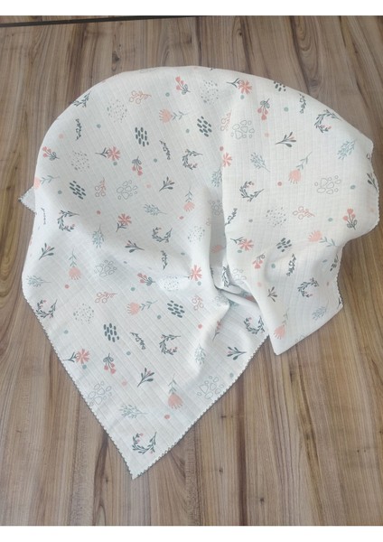 Desenli Müslin Kız Erkek Bebek Battaniyesi Oeko-Texli %100 Pamuklu Puset Örtüsü Yenidoğan 90 x 80 cm