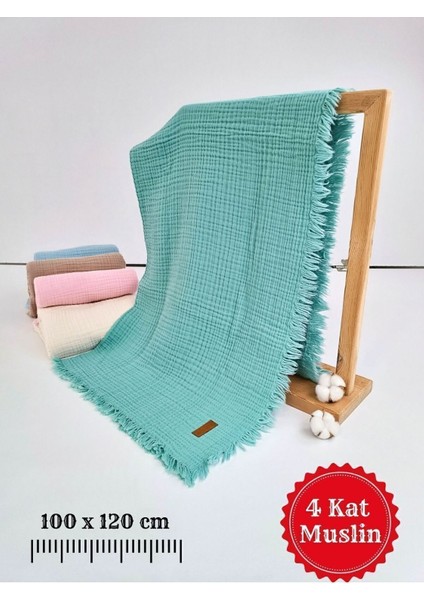 4 Kat Müslin Saçaklı Bebek Battaniyesi 100X120 Cm- %100 Pamuklu & Çok Amaçlı Battaniye modelleri