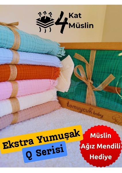 4 Kat Müslin Saçaklı Bebek Battaniyesi 100X120 Cm- %100 Pamuklu & Çok Amaçlı Battaniye indirimleri