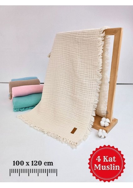 4 Kat Müslin Saçaklı Bebek Battaniyesi 100X120 Cm- %100 Pamuklu & Çok Amaçlı Battaniye modelleri