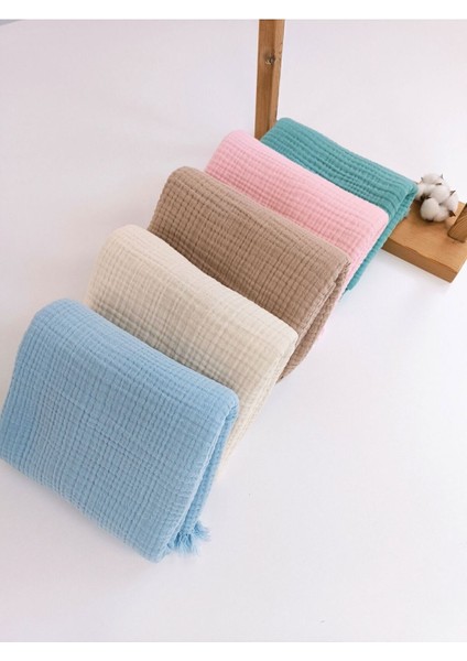 4 Kat Müslin Saçaklı Bebek Battaniyesi 100X120 Cm- %100 Pamuklu & Çok Amaçlı Battaniye