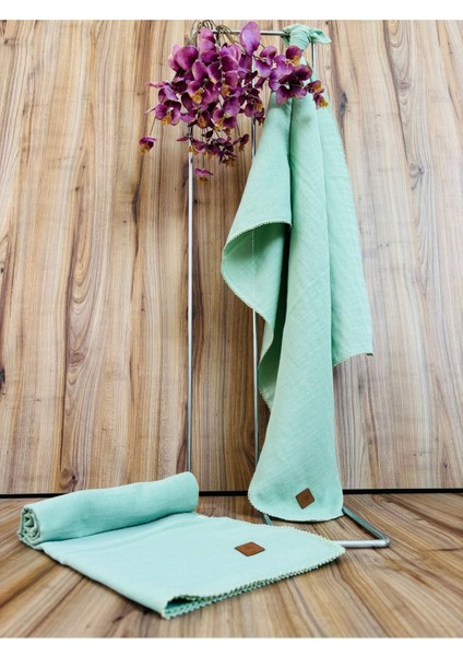 Yeşil Müslin Kız Erkek Bebek Battaniyesi Çok Amaçlı Yazlık Örtü Çift Taraf %100 Pamuklu 90X70CM modelleri