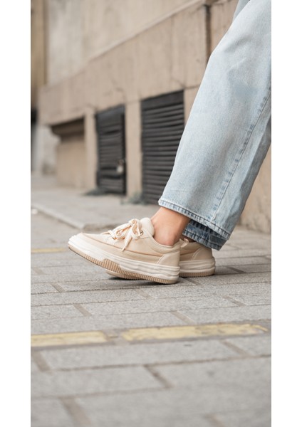 Kadın Sneaker Spor Ayakkabı Keten Kumaş Bağcıklı Hesna fırsatları