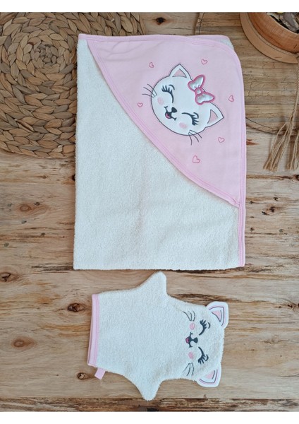 Bebek Banyo Havlusu Pamuklu Başlıklı Havlu Silgi Hediyelik Yumuşacık Su Emici Kedi Nakışlı modelleri