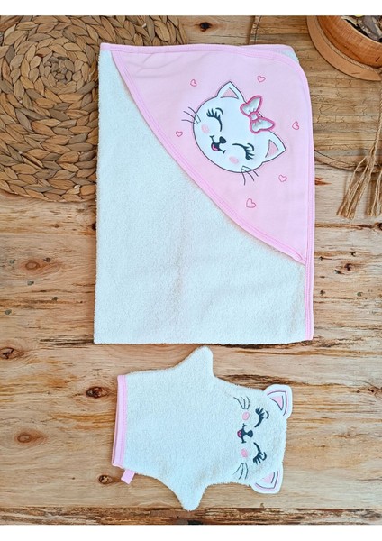 Bebek Banyo Havlusu Pamuklu Başlıklı Havlu Silgi Hediyelik Yumuşacık Su Emici Kedi Nakışlı fırsatları