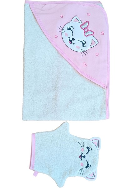 Bebek Banyo Havlusu Pamuklu Başlıklı Havlu Silgi Hediyelik Yumuşacık Su Emici Kedi Nakışlı indirimleri