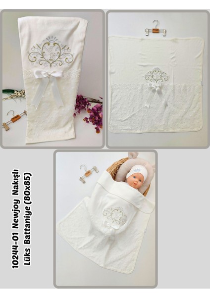 Kız Bebek Battaniyesi %100 Pamuklu Şık Dantelli Nakışlı Doğal Organik Uyku Örtüsü Yenidoğan