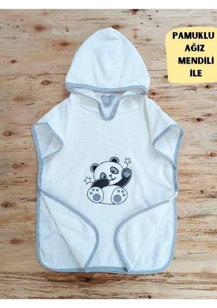 Bebek Banyo Havlusu Pamuklu Başlıklı Havlu Silgi Hediyelik Yumuşacık Su Emici Nakışlı