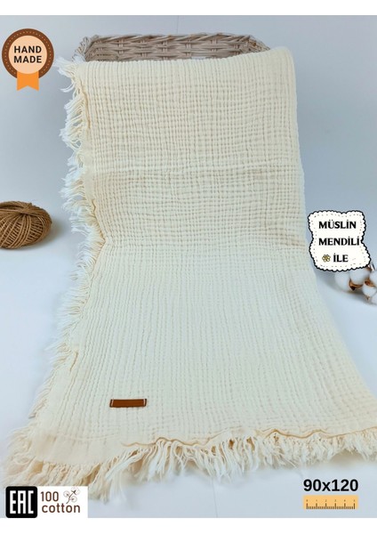%100 Pamuklu 4 Kat Müslin Bebek Battaniyesi 90X120 cm - Mevsimlik Bebek Örtüsü - Oscar
