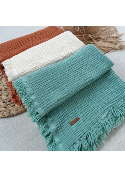 %100 Pamuklu 4 Kat Müslin Bebek Battaniyesi 90X120 cm - Mevsimlik Bebek Örtüsü - Oscar