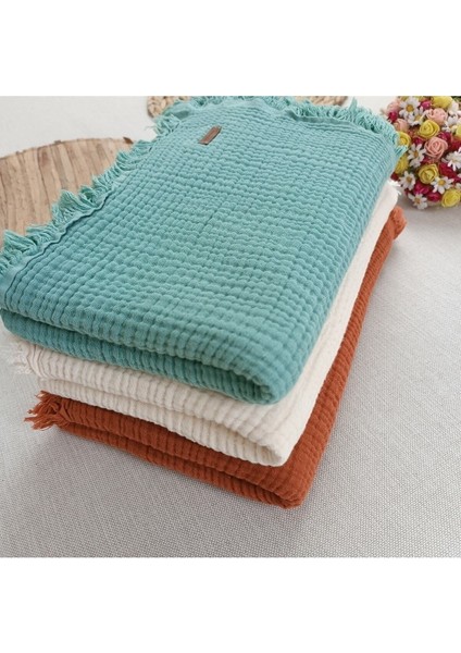 %100 Pamuklu 4 Kat Müslin Bebek Battaniyesi 90X120 cm - Mevsimlik Bebek Örtüsü - Oscar