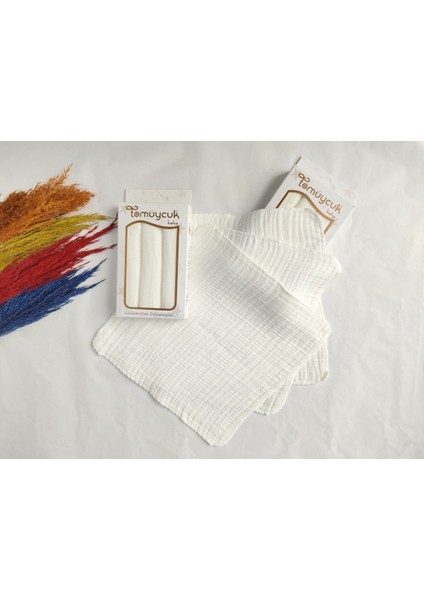 3'lü Bebek Ağız Silme Mendili % 100 Pamuklu 4 Kat Müslin Kumaş Çok Amaçlı Çift Kat Dikimli Ter Bezi fırsatları