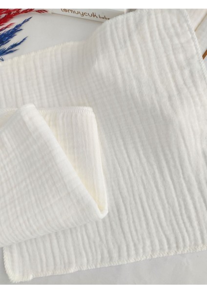 3'lü Bebek Ağız Silme Mendili % 100 Pamuklu 4 Kat Müslin Kumaş Çok Amaçlı Çift Kat Dikimli Ter Bezi