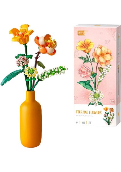 1658 Yapı Seti Ebedi Çiçekler: Portakal Buketi 456 Pcs (Mini Parçalar)