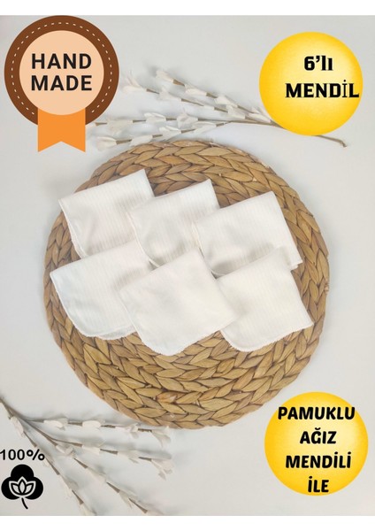 6'lı Kız Erkek Bebek Ağız Mendili %100 Pamuklu Kumaş Temizleme Bezi Yenidoğan Ter Bezi