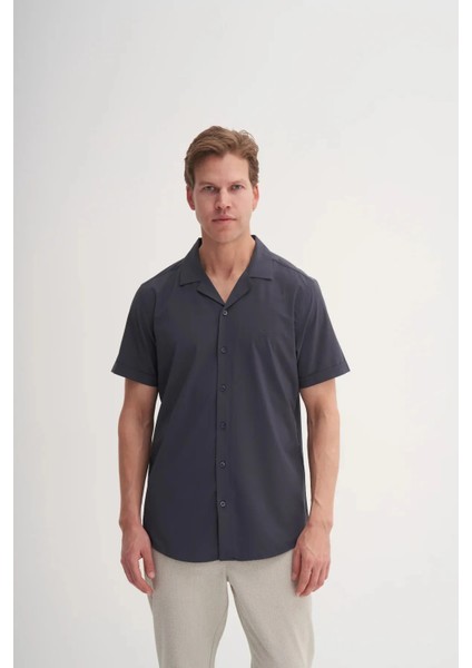 Cazador Regular Fit Kısa Kol Gömlek Antrasit