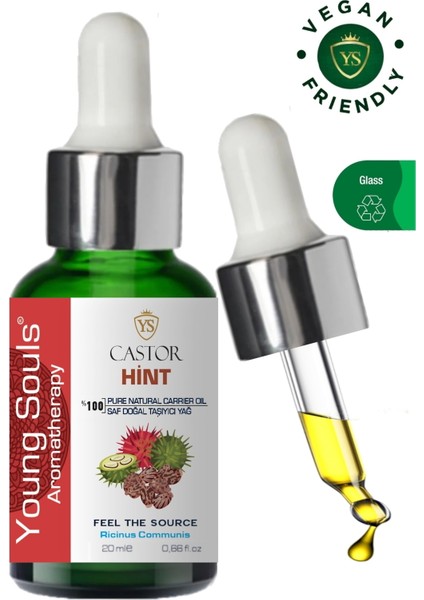 Aromatherapy Castor Carrier Oil Hint Bitkisel Taşıyıcı Yağ 20 ml