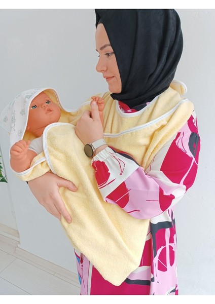 Bebek Bornoz Havlu Silgi Anne Destekli Bebek Havlu %1oo Pamuklu