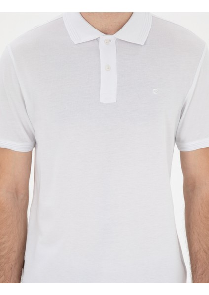 Erkek Beyaz Slim Fit Kıvrılmaz Polo Yaka Basic Tişört 50302561-VR013