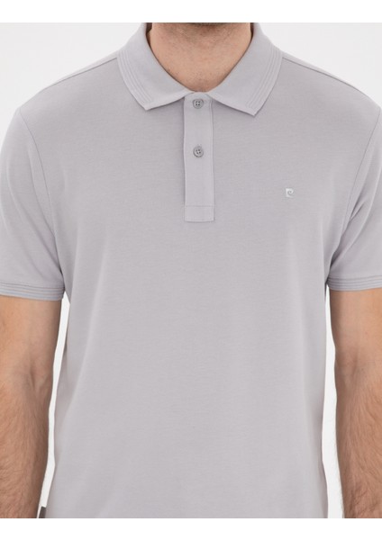 Erkek Açık Gri Slim Fit Kıvrılmaz Polo Yaka Basic Tişört 50302561-VR001