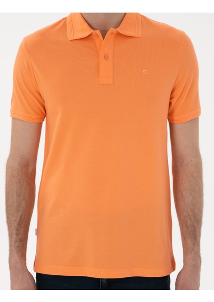Erkek Turuncu Slim Fit Kıvrılmaz Polo Yaka Basic Tişört 50302561-VR186