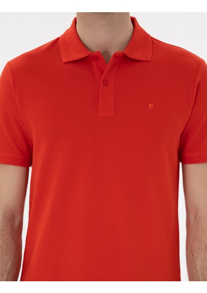 Erkek Kırmızı Slim Fit Kıvrılmaz Polo Yaka Basic Tişört 50302561-VR030