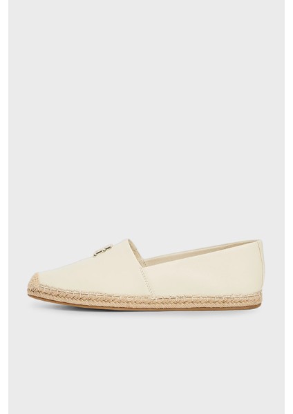 % 100 Deri Yuvarlak Burun Espadril Bayan Espadril FW0FW08540 Acj modelleri