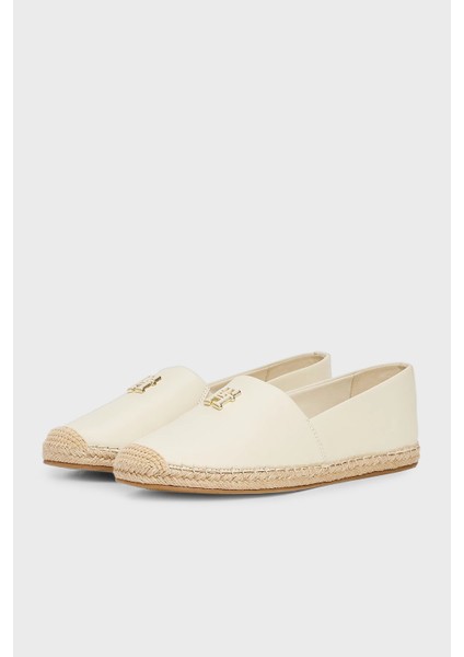 % 100 Deri Yuvarlak Burun Espadril Bayan Espadril FW0FW08540 Acj fırsatları