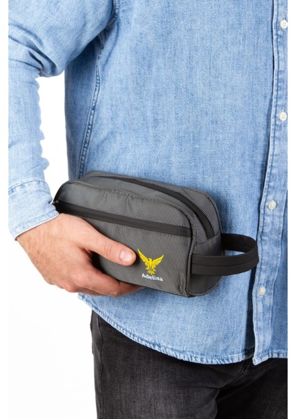 Gri Kumaş El Çantası, Su Geçirmez, Fermuarlı, Seyahat ve Kozmetik İçin Şık Tasarım fırsatları