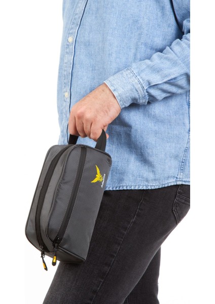 Gri Kumaş El Çantası, Su Geçirmez, Fermuarlı, Seyahat ve Kozmetik İçin Şık Tasarım indirimleri