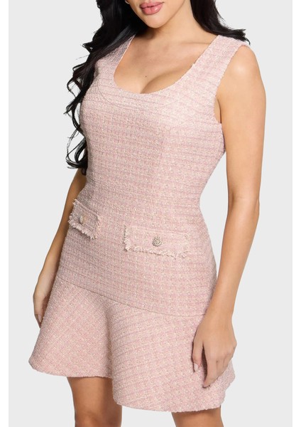 Daphnee Fitted Fit Fırfırlı Mini Tuvid Elbise W5RK10WGW82 Bayan Elbise W5RK10 WGW82 F6DZ