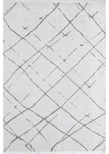 Astana 8207 Beyaz Koridor Halısı Kesme Yolluk Mutfak Halısı Modern Salon halısı