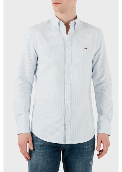 Pamuk Slim Fit Çizgili Gömlek Erkek Gömlek DM0DM20668 0A8