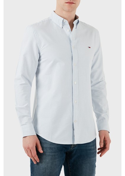 Pamuk Slim Fit Çizgili Gömlek Erkek Gömlek DM0DM20668 0A8 modelleri