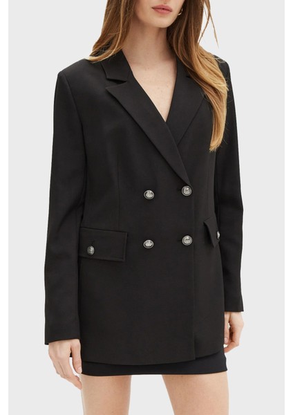 New Fiona Regular Fit Mono Yaka Kruvaze Blazer Ceket W5RN49WGX02 Bayan Ceket W5RN49 WGX02 Jblk