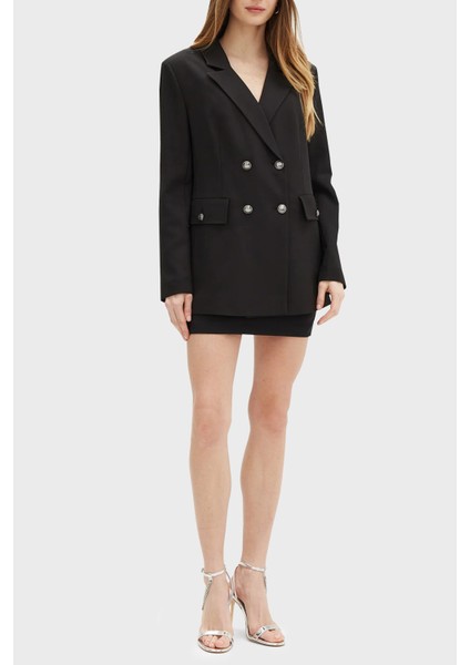 New Fiona Regular Fit Mono Yaka Kruvaze Blazer Ceket W5RN49WGX02 Bayan Ceket W5RN49 WGX02 Jblk