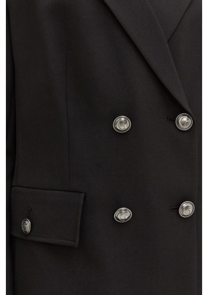 New Fiona Regular Fit Mono Yaka Kruvaze Blazer Ceket W5RN49WGX02 Bayan Ceket W5RN49 WGX02 Jblk