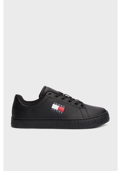Tommy Jeans Logolu Deri Karışımlı Kalın Tabanlı Sneaker Ayakkabı Bayan Ayakkabı EN0EN02703 Bds