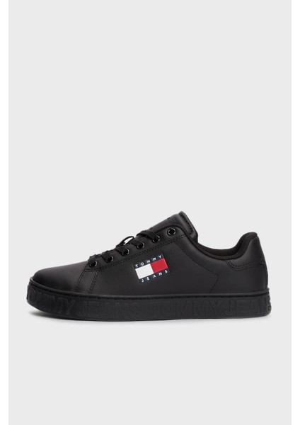 Tommy Jeans Logolu Deri Karışımlı Kalın Tabanlı Sneaker Ayakkabı Bayan Ayakkabı EN0EN02703 Bds