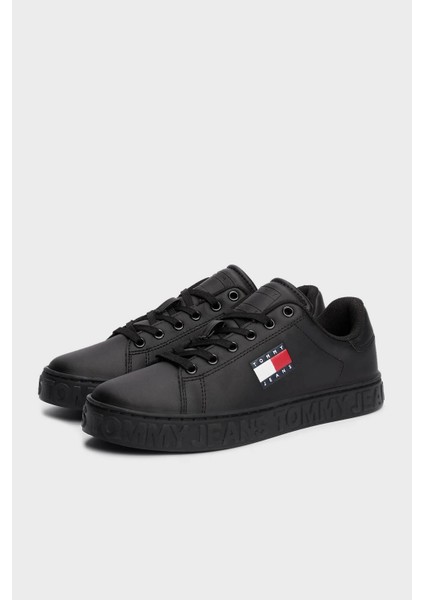 Tommy Jeans Logolu Deri Karışımlı Kalın Tabanlı Sneaker Ayakkabı Bayan Ayakkabı EN0EN02703 Bds