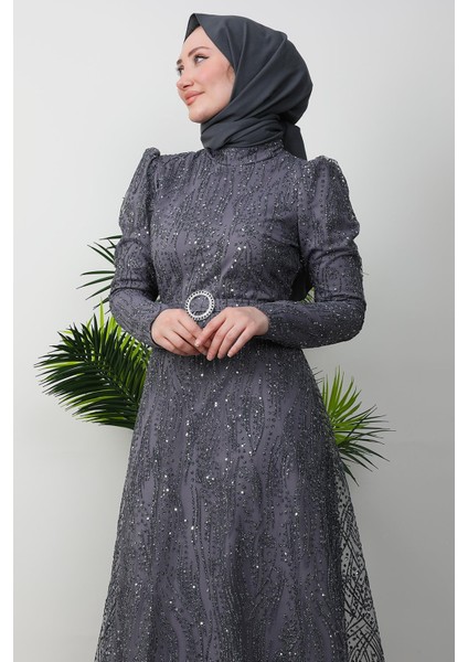 Nilda Simli Abiye Bordo indirimleri