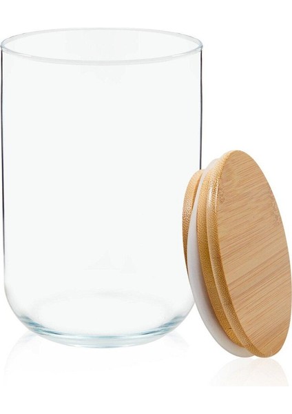 Şeffaf Bambu Kapaklı Saklama Kabı, Çok Amaçlı, Dayıklı, Sağlıklı, 1 Yıl Garanti