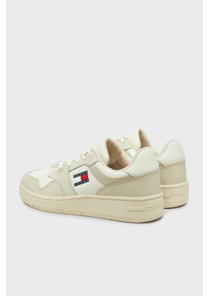 Logolu Deri Karışımlı Sneaker Ayakkabı Erkek Ayakkabı EM0EM01395 Ybı modelleri