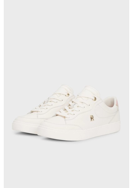 Logolu Deri Sneaker Ayakkabı Bayan Ayakkabı FW0FW08322 Ybh fırsatları