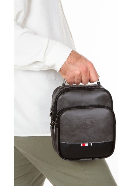 Şık gri el ve omuz çantası, günlük kullanım için ideal, suni deri tasarım