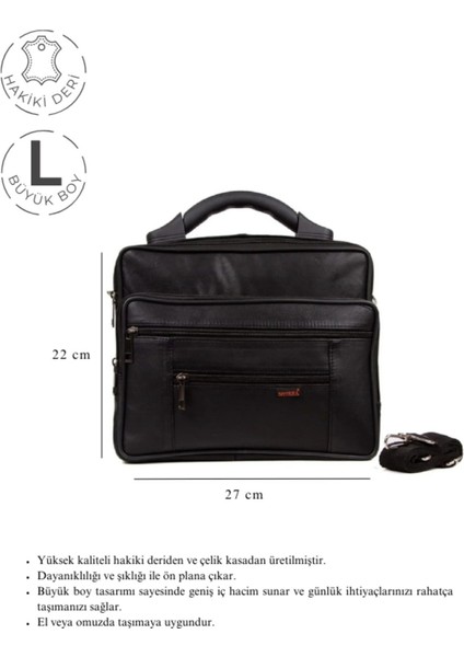 Şık erkek el ve omuz çantası, büyük boy, hakiki deri, siyah renk, kullanışlı tasarım fiyatları