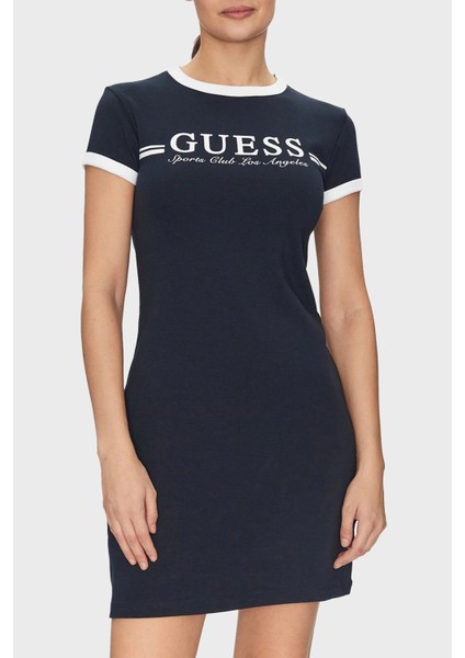 Active Streç Pamuklu Slim Fit Logolu Mini Elbise V5GK02KCQX1 Bayan Elbise V5GK02 Kcqx1 A71W