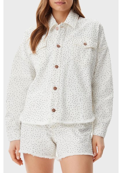 Western Pamuk Regular Fit Taşlı Kot Ceket W5GN90D5N91 Bayan Kot Ceket W5GN90 D5N91 Gwbl