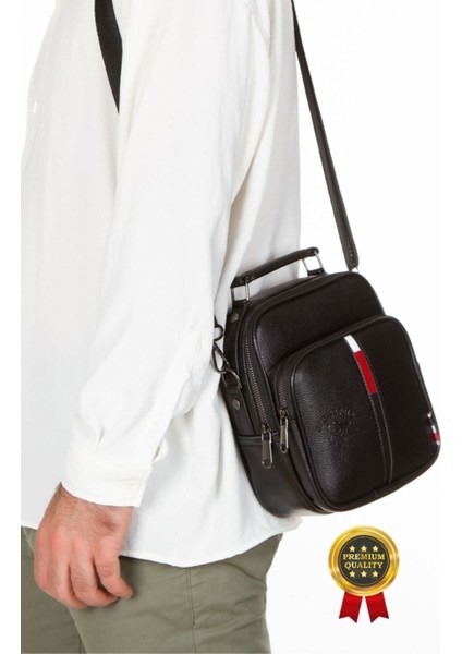 Şık Siyah Suni Deri Çanta, Günlük ve Seyahat İçin Orta Boy, Çapraz Askılı