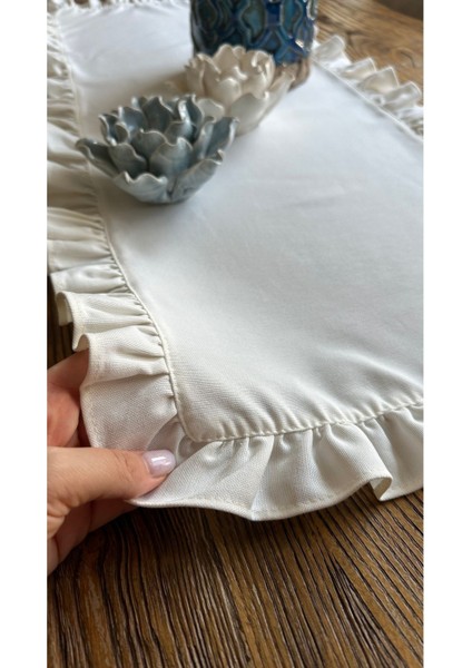 Keten Dokulu Dertsiz Leke Tutmaz Vintage Tam Fırfırlı Ekru Runner fırsatları